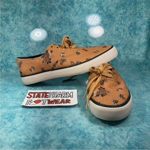 Sperry Top Sider CVO Sneaker Men’s Brown Floral Corduroy Retro Shoes Size 8.5